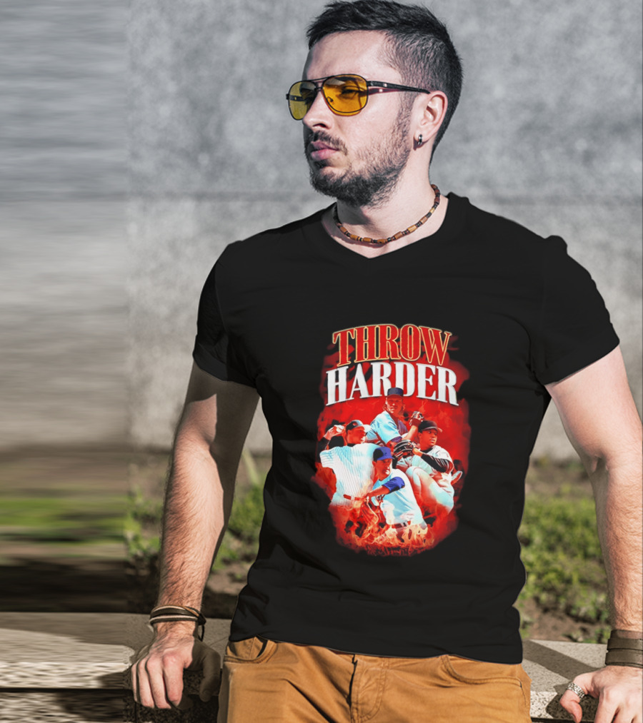 Throw Harder Baseball Players With Fire T-Shirt