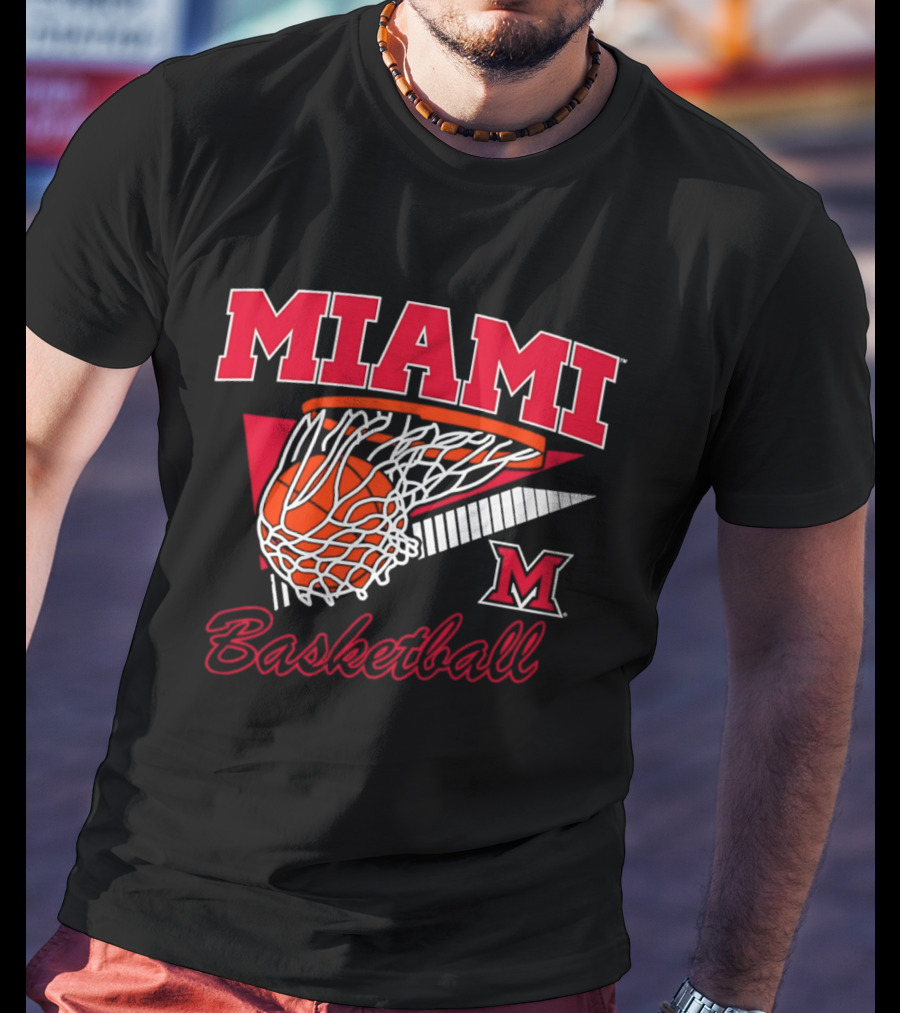 Miami Redhawks Basketball Action Hoop And Net Swish T-Shirt