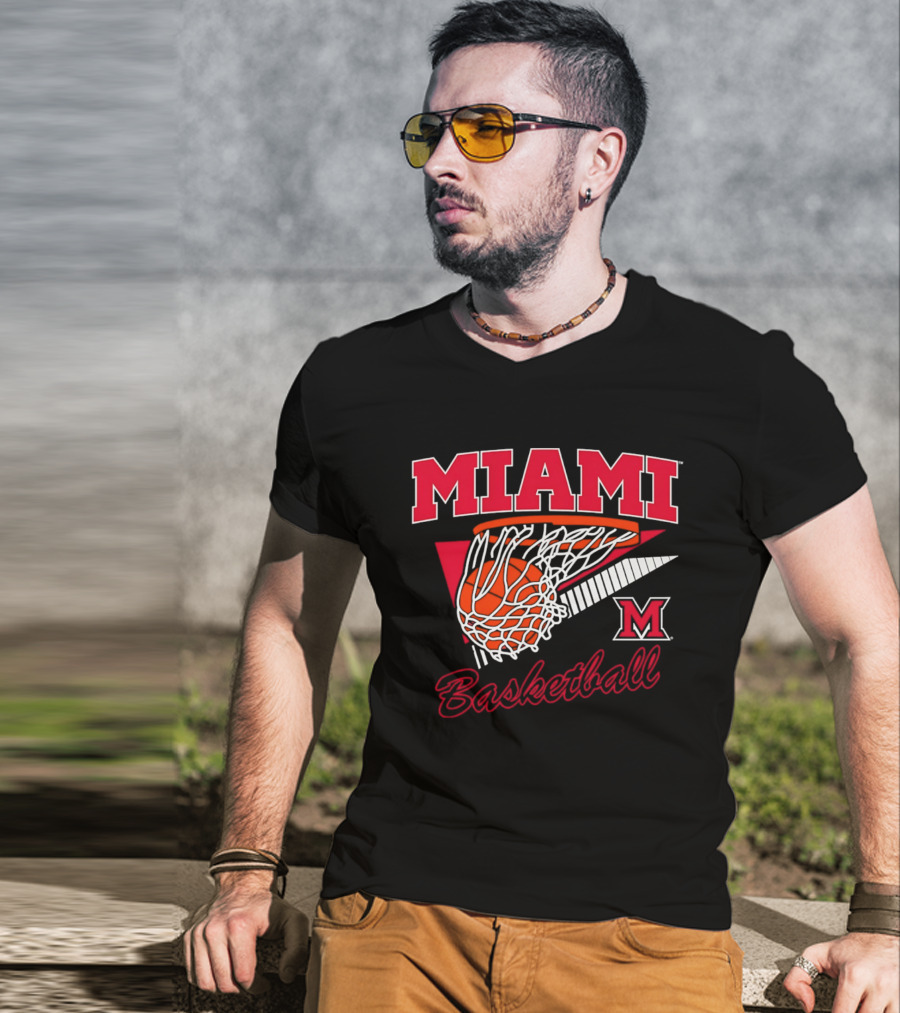 Miami Redhawks Basketball Action Hoop And Net Swish T-Shirt