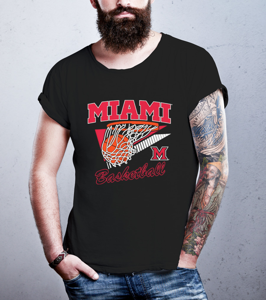 Miami Redhawks Basketball Action Hoop And Net Swish T-Shirt