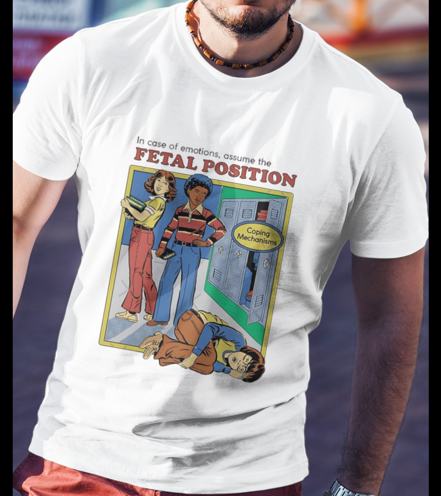 Coping Mechanisms Fetal Position Retro School Locker Scene T-Shirt