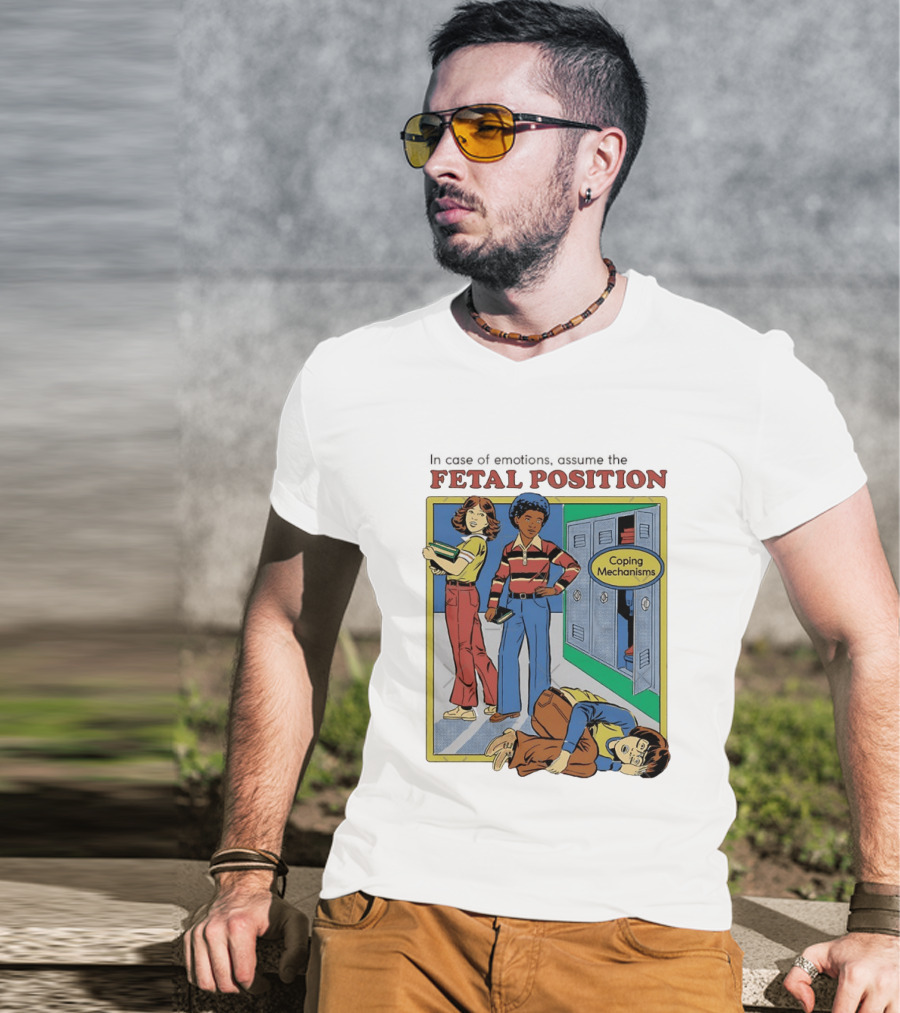 Coping Mechanisms Fetal Position Retro School Locker Scene T-Shirt