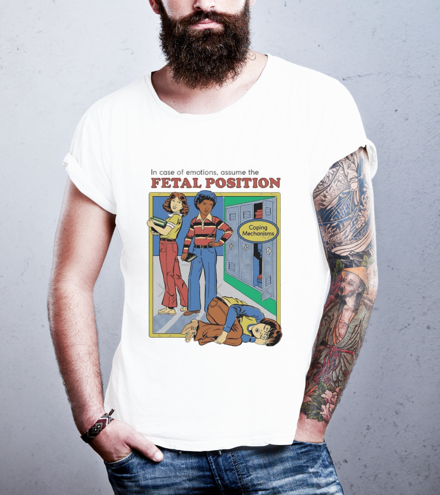 Coping Mechanisms Fetal Position Retro School Locker Scene T-Shirt