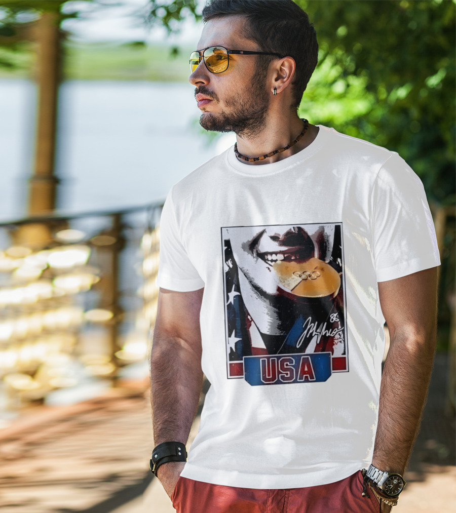 USA Gold Medal Hockey Jack Hughes Autograph 88 T-Shirt