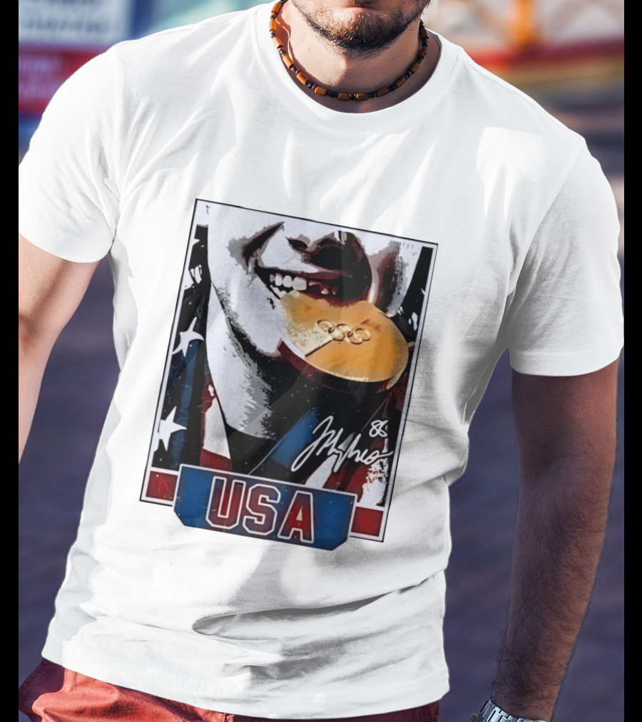 USA Gold Medal Hockey Jack Hughes Autograph 88 T-Shirt
