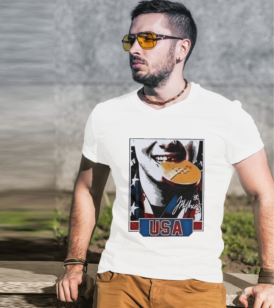 USA Gold Medal Hockey Jack Hughes Autograph 88 T-Shirt