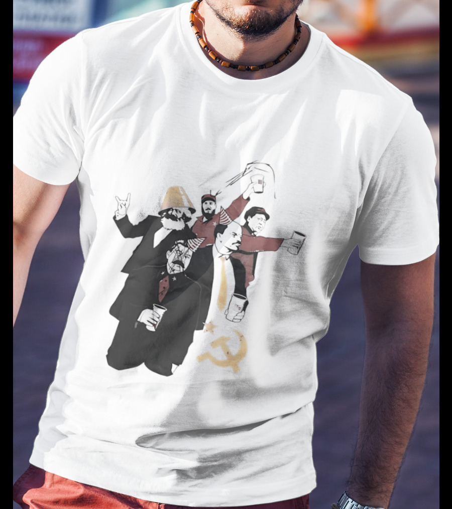 Drunk Karl Marx Vladimir Lenin Joseph Stalin Mao Zedong Fidel Castro Party Communist Humor Lamp Hat T-Shirt