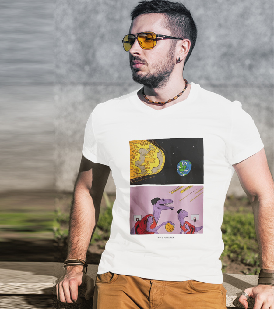 LeBron James Raptors Dinosaurs Meteor Basketball 2018 T-Shirt