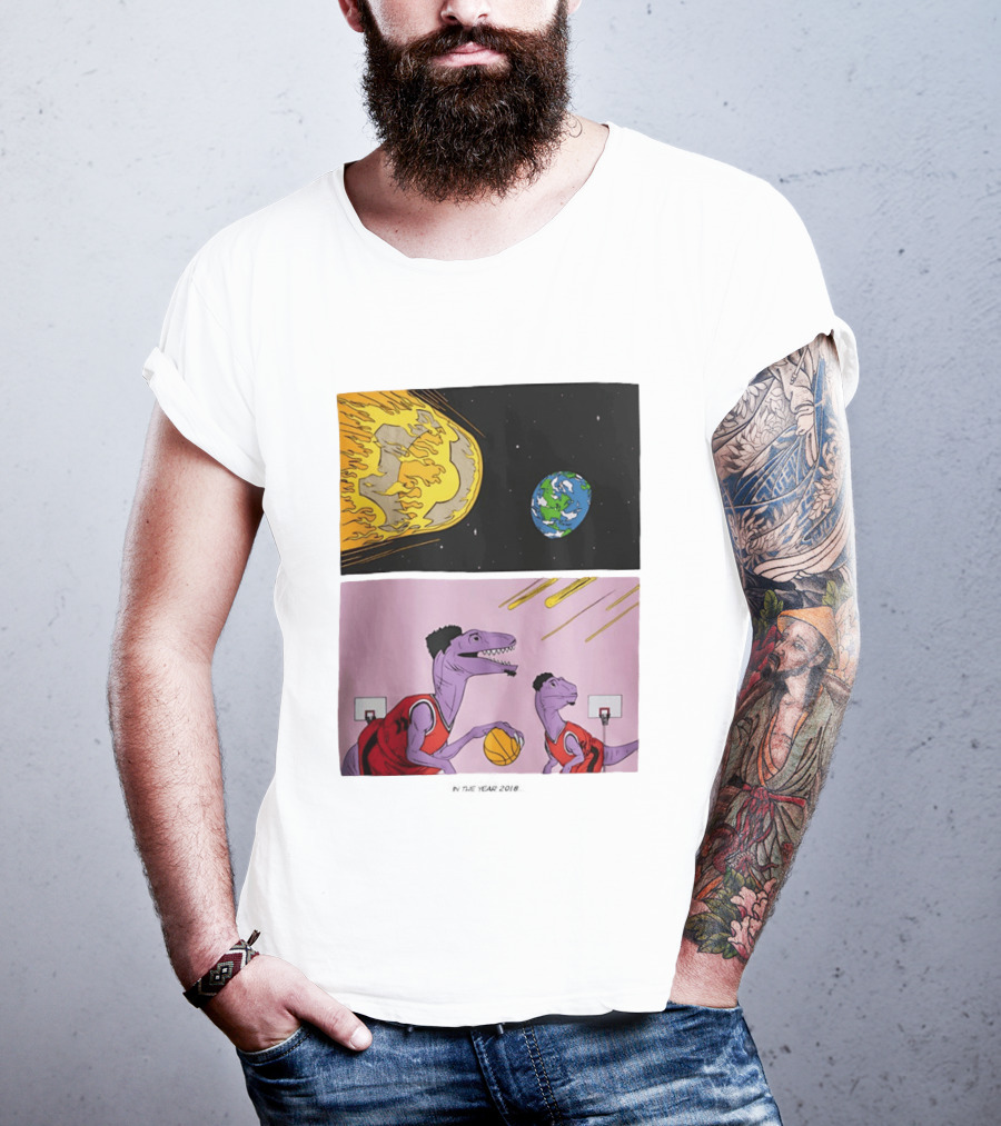 LeBron James Raptors Dinosaurs Meteor Basketball 2018 T-Shirt