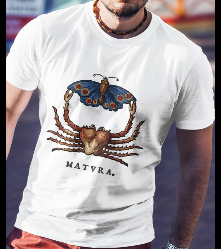 Matvra Crab And Butterfly Blue Wings T-Shirt