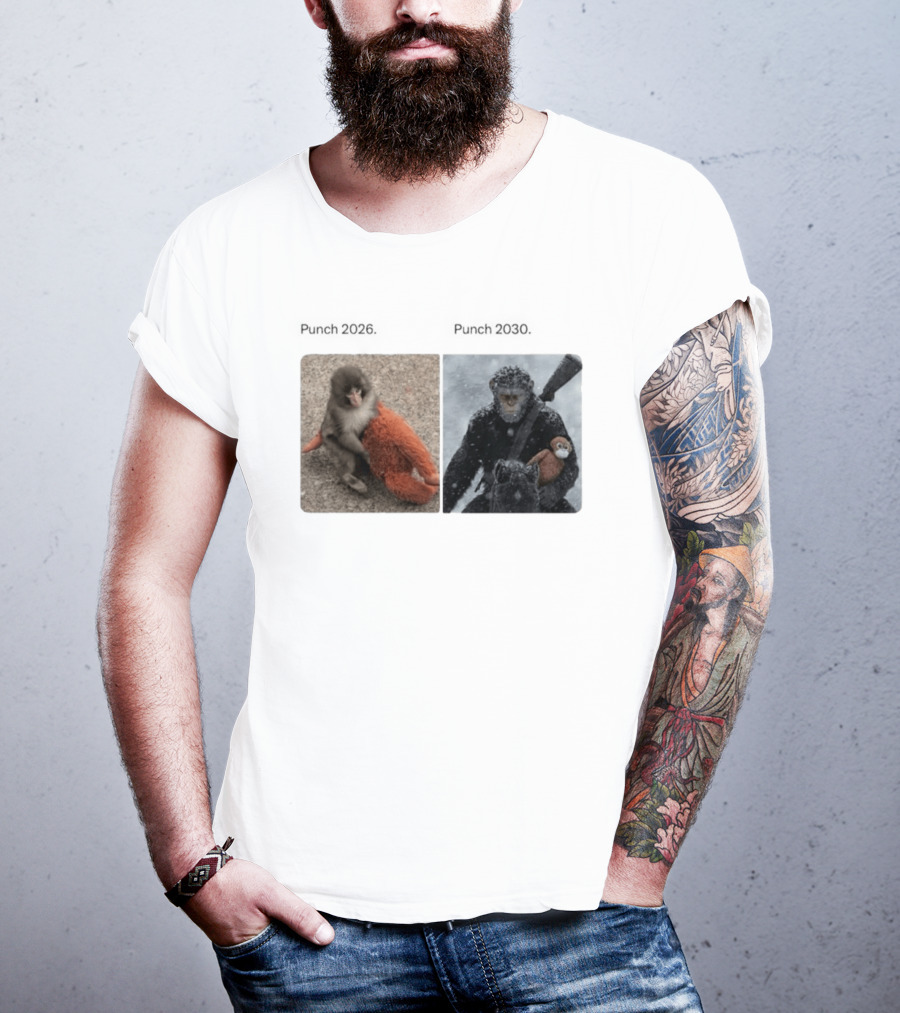 Monkey Punch 2026 X Punch 2030 Snowy Monkey Warrior With Red Toy Baton T-Shirt