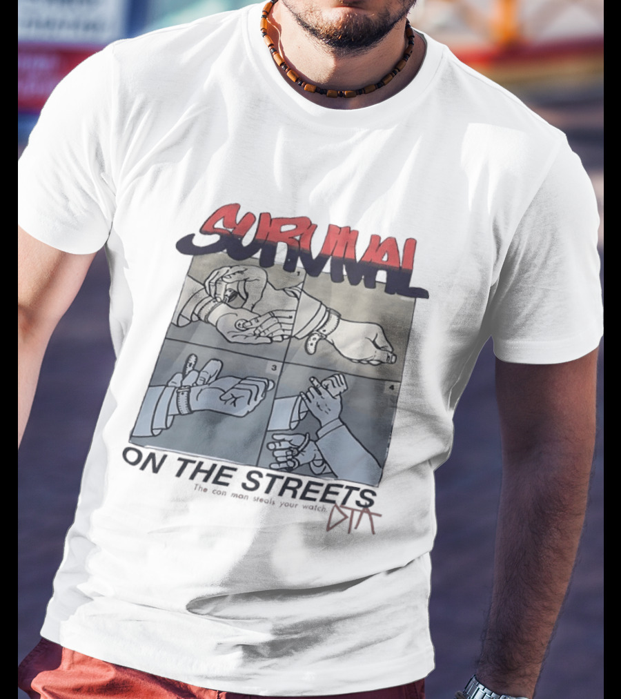 Survival On The Streets Con Man Steals Your Cartoon Panel Instructions T-Shirt