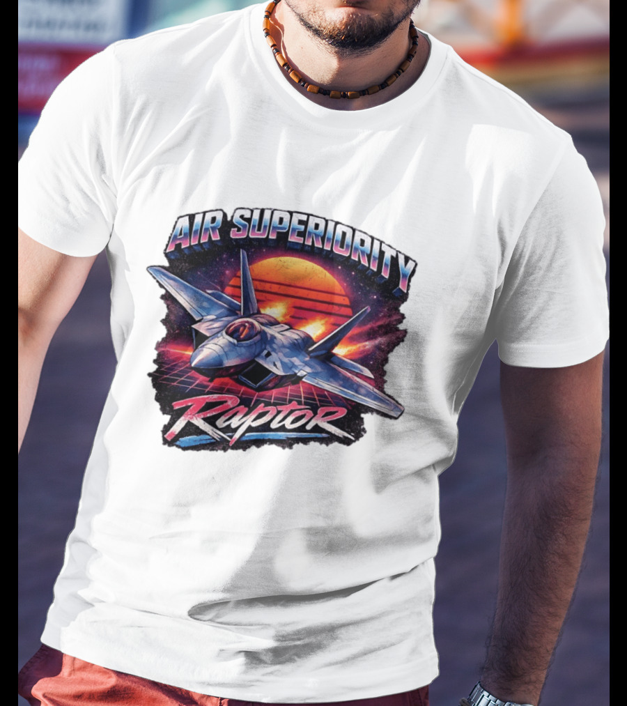 Air Superiority Raptor Fighter Jet Retro Sunset T-Shirt