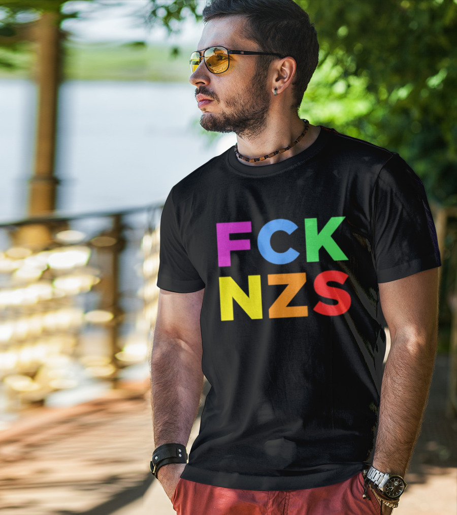 FCK NZS Rainbow Bold Block Letters T-Shirt