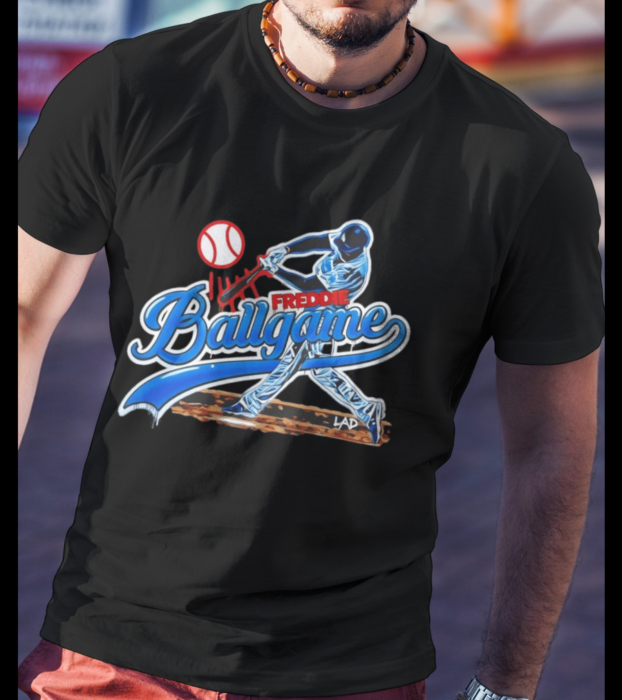 Freddie Ballgame Los Angeles Dodgers Baseball Graffiti Style Batter T-Shirt