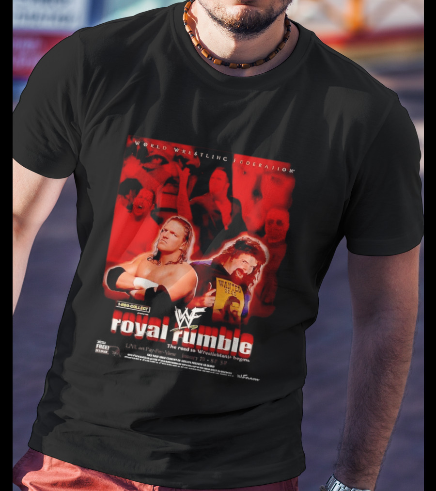 WWF Royal Rumble Wrestling Federation 1 800 COLLECT Wanted Dead T-Shirt