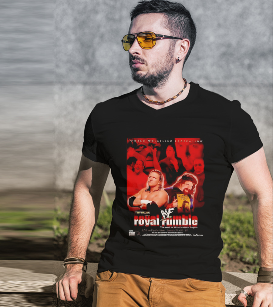 WWF Royal Rumble Wrestling Federation 1 800 COLLECT Wanted Dead T-Shirt