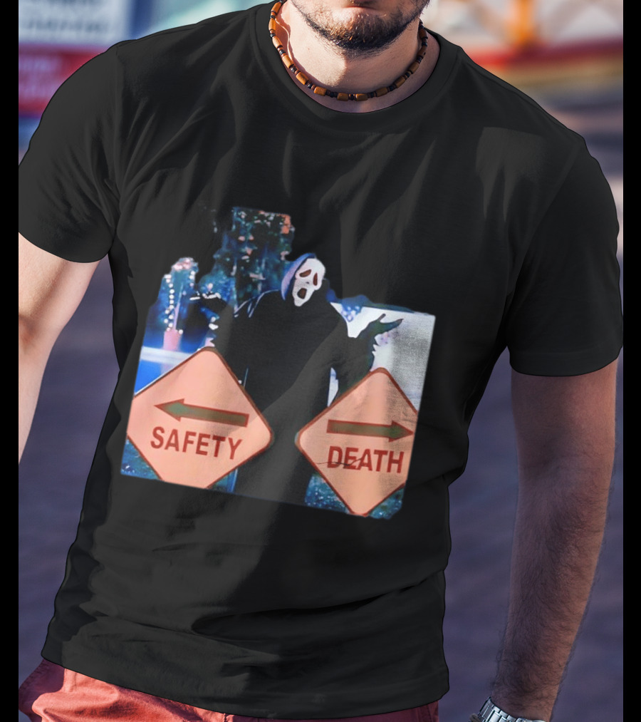 Ghostface Scream Safety Left Death Right Signs T-Shirt