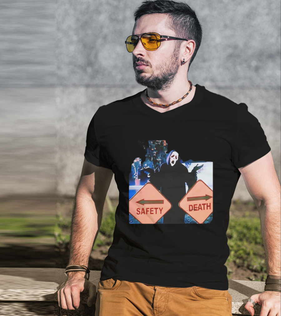 Ghostface Scream Safety Left Death Right Signs T-Shirt