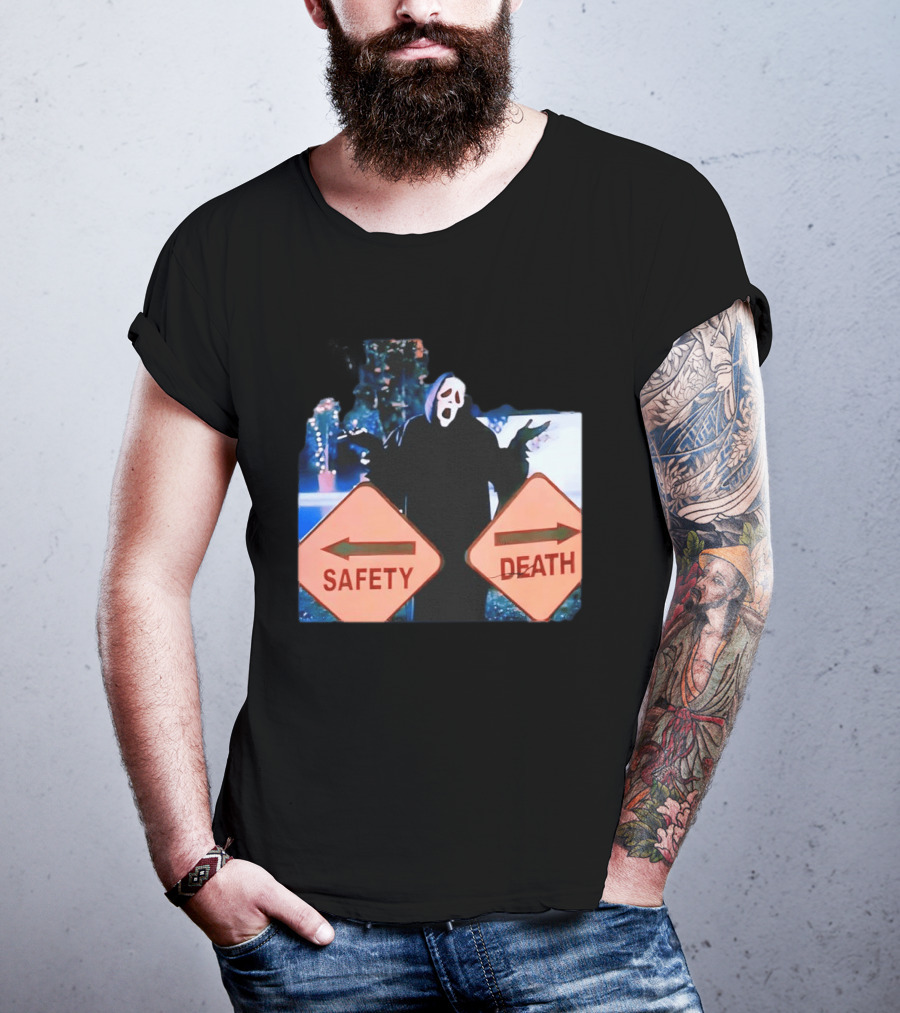 Ghostface Scream Safety Left Death Right Signs T-Shirt