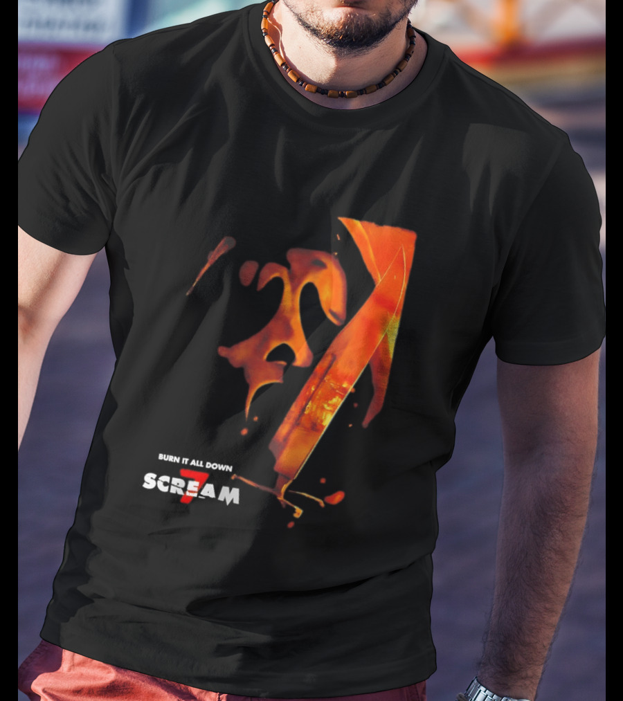 Scream 7 Ghostface Burn It Down Knife T-Shirt