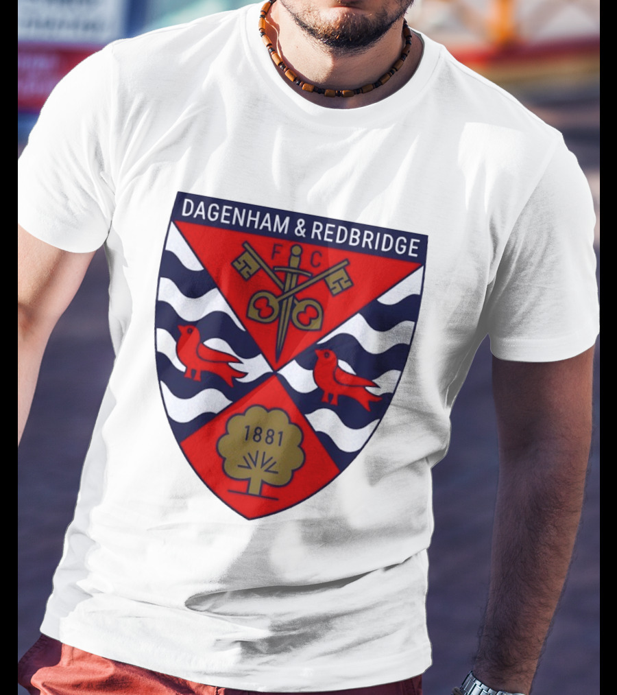 Dagenham Redbridge FC Crest 1881 Ravens Key Waves T-Shirt