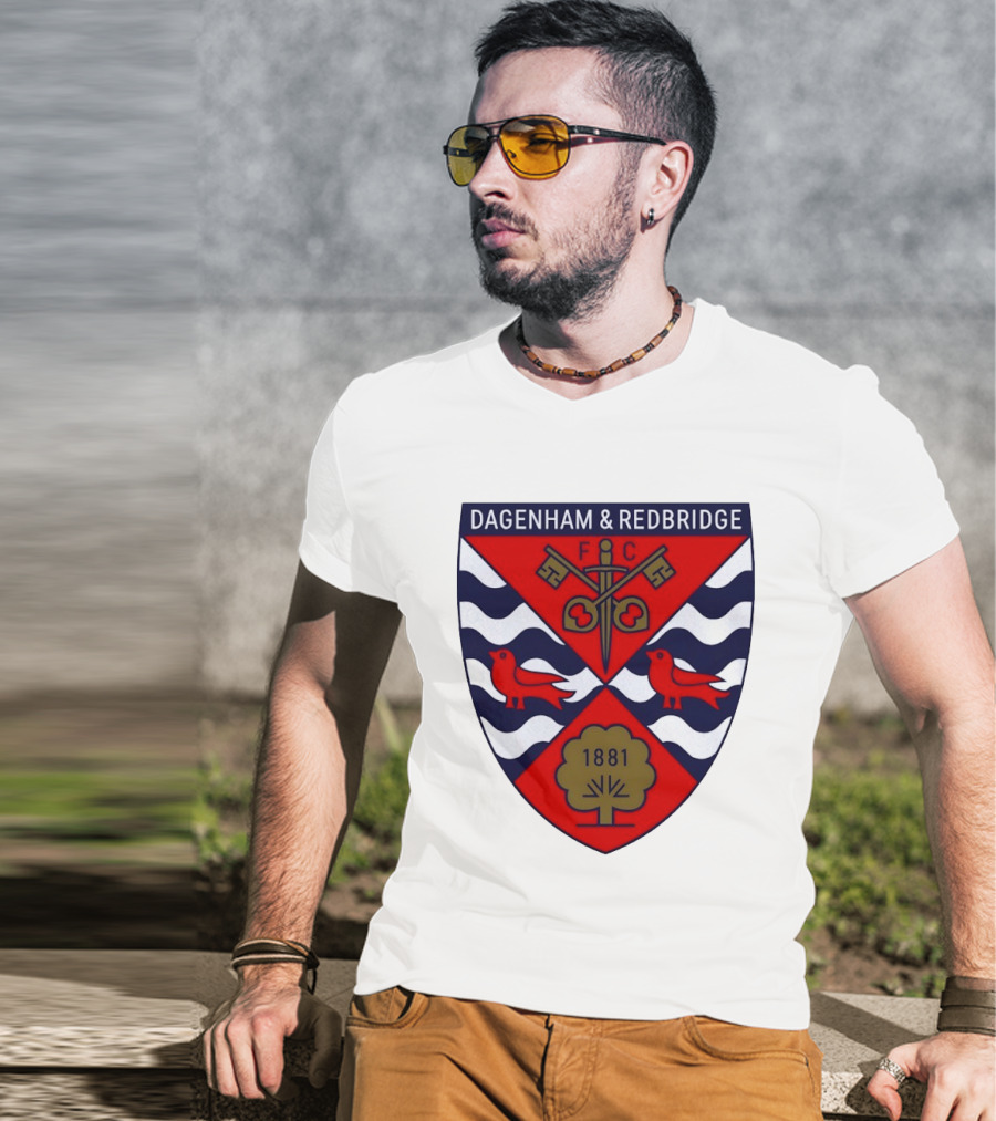 Dagenham Redbridge FC Crest 1881 Ravens Key Waves T-Shirt