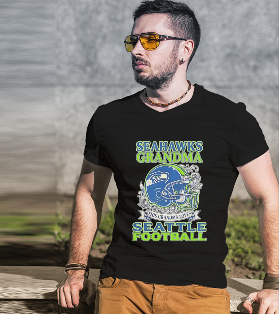 Seahawks Grandma Loves Seattle Football Helmet Seahawks Grandma T-Shirt