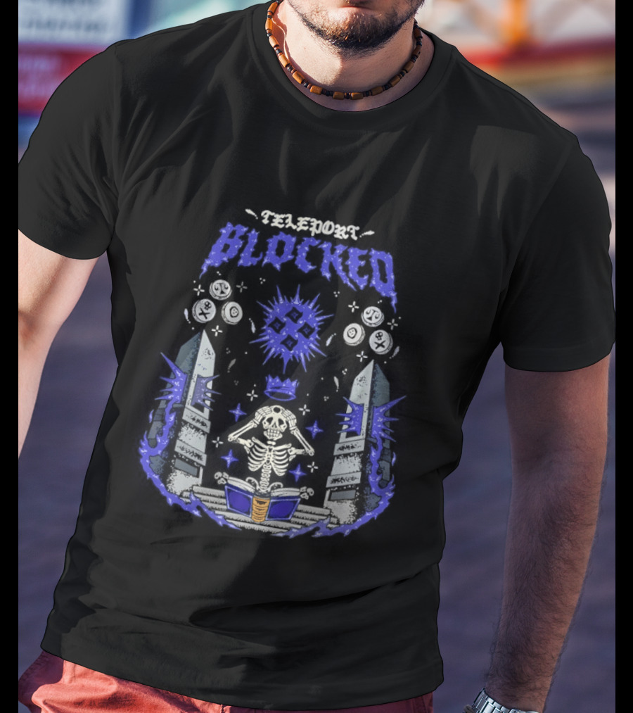 Skeleton Wearing Crown Teleport Blocked OSRS Magic Book Mystical Aura And Power T-Shirt