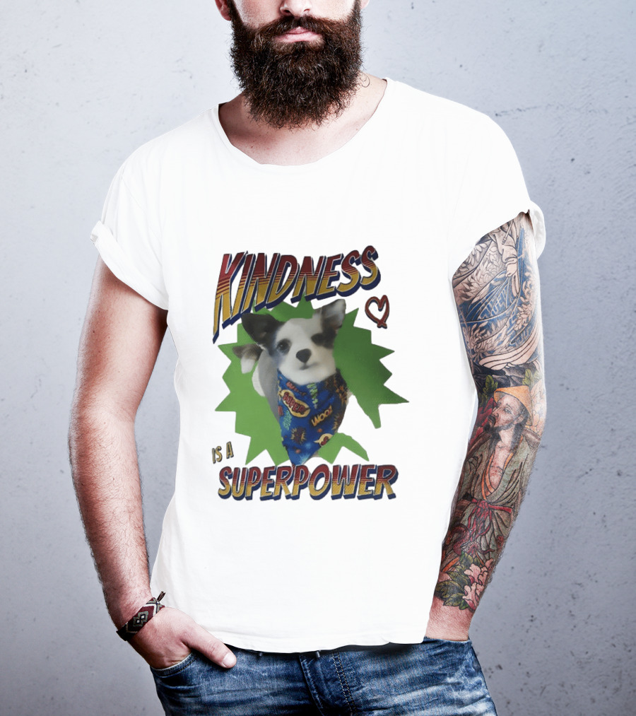 Kindness Is A Superpower Dog With Cape And Heart T-Shirt