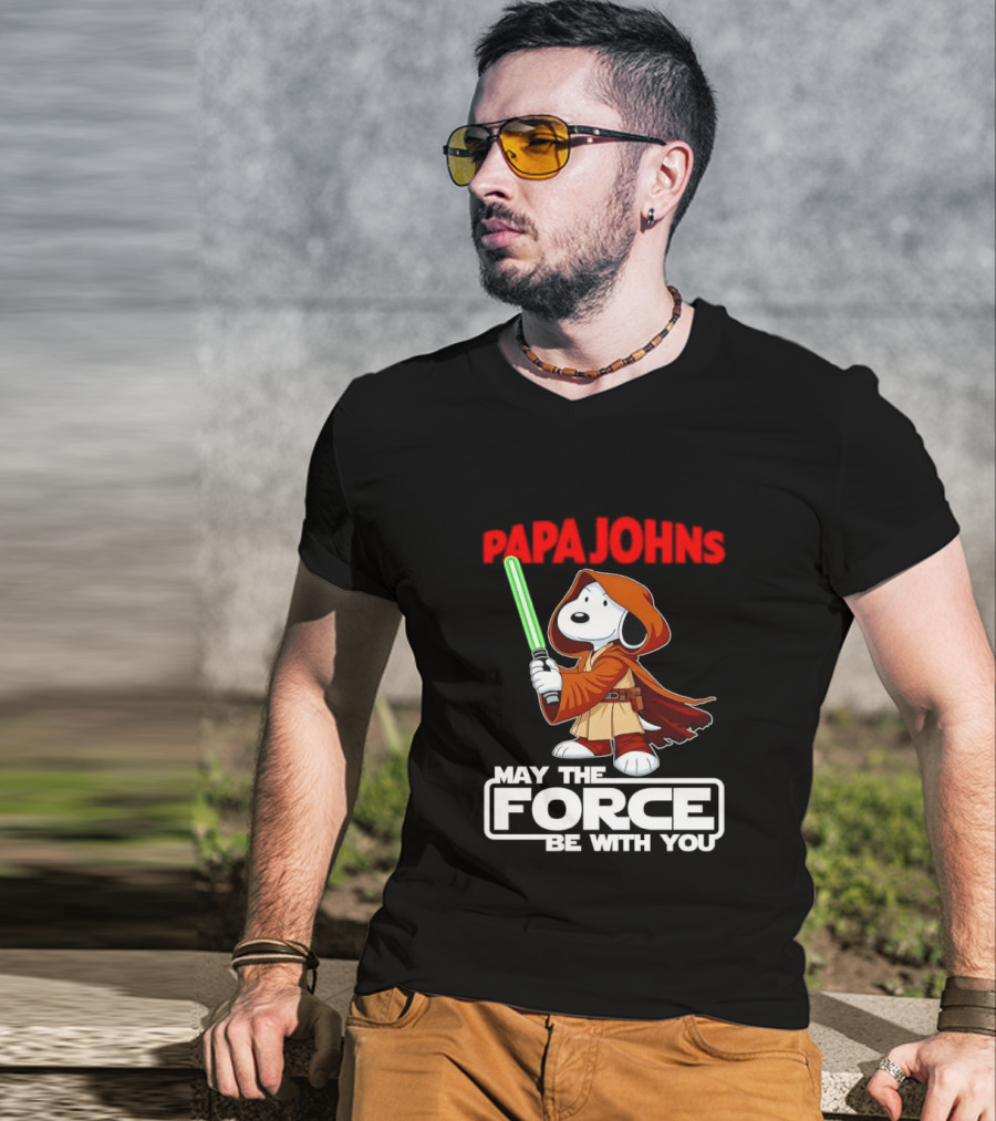 Snoopy Jedi Papa Johns May The Force Be With You Pizza Fan Favorite T-Shirt