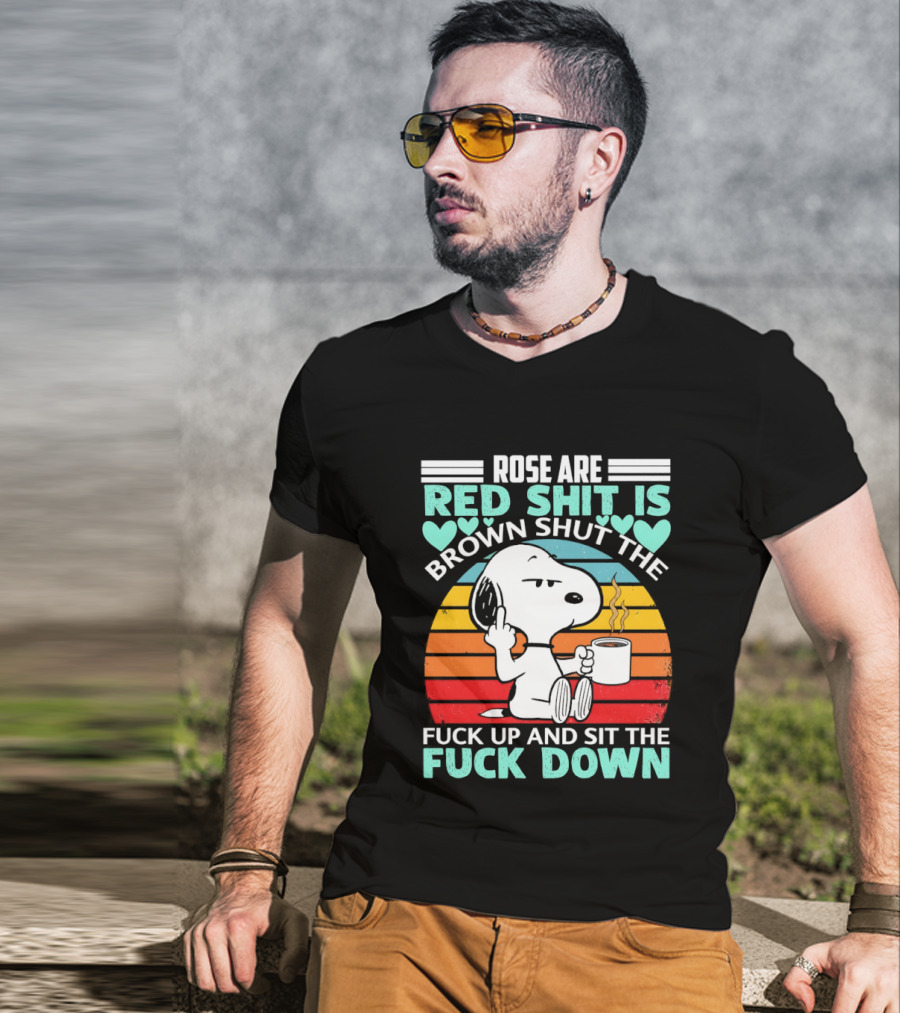 Snoopy Rose Are Red Sit Down T-Shirt