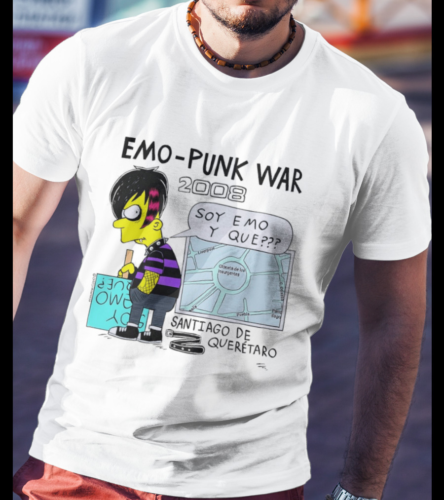 Emo Punk War 2008 Soy Emo Y Que Santiago De Queretaro Map Cartoon T-Shirt