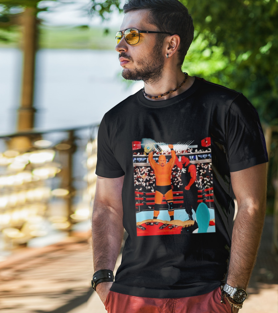 Stone Cold Steve Austin Championship Victory WWF Wrestling Arena Celebration T-Shirt
