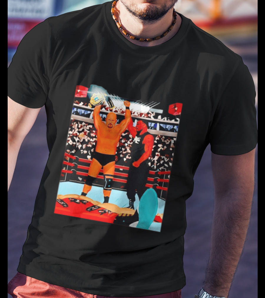 Stone Cold Steve Austin Championship Victory WWF Wrestling Arena Celebration T-Shirt