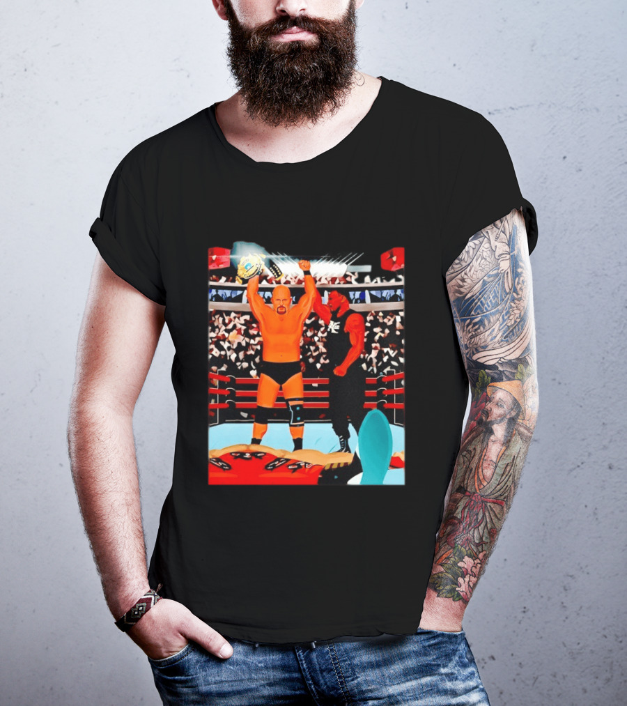 Stone Cold Steve Austin Championship Victory WWF Wrestling Arena Celebration T-Shirt