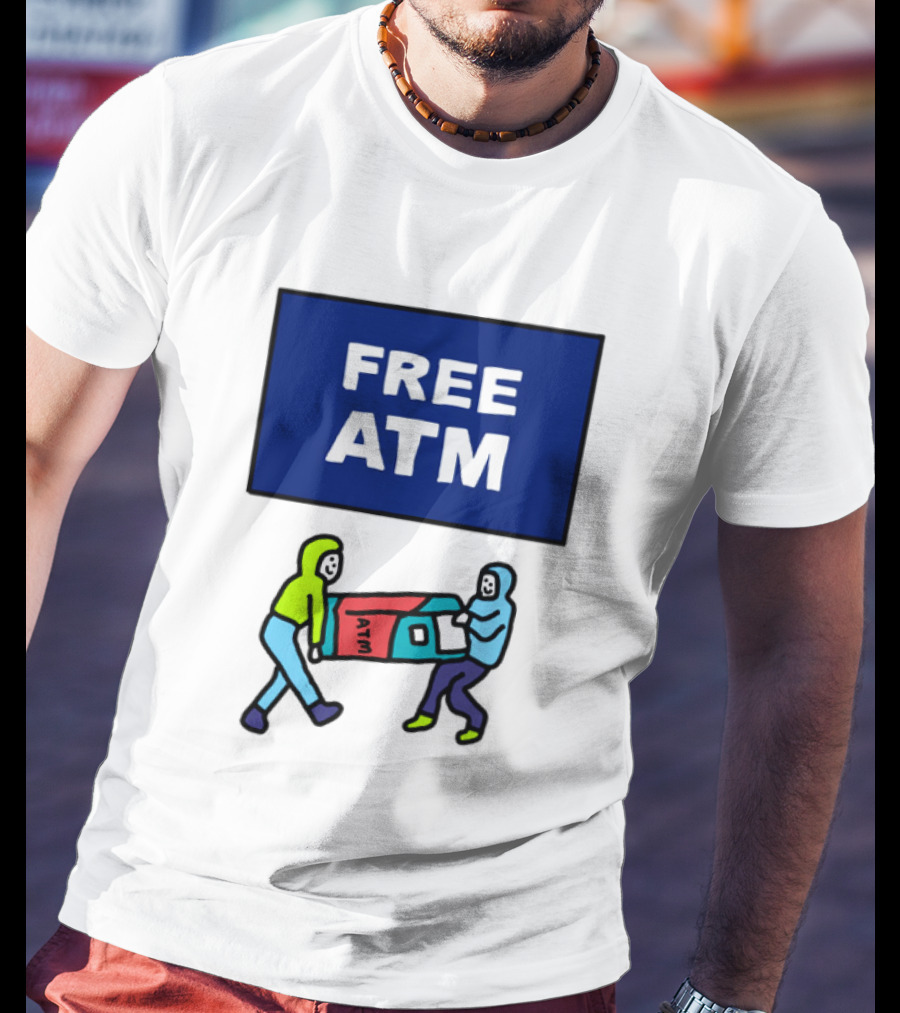 Free ATM Funny Cartoon Drawing T-Shirt