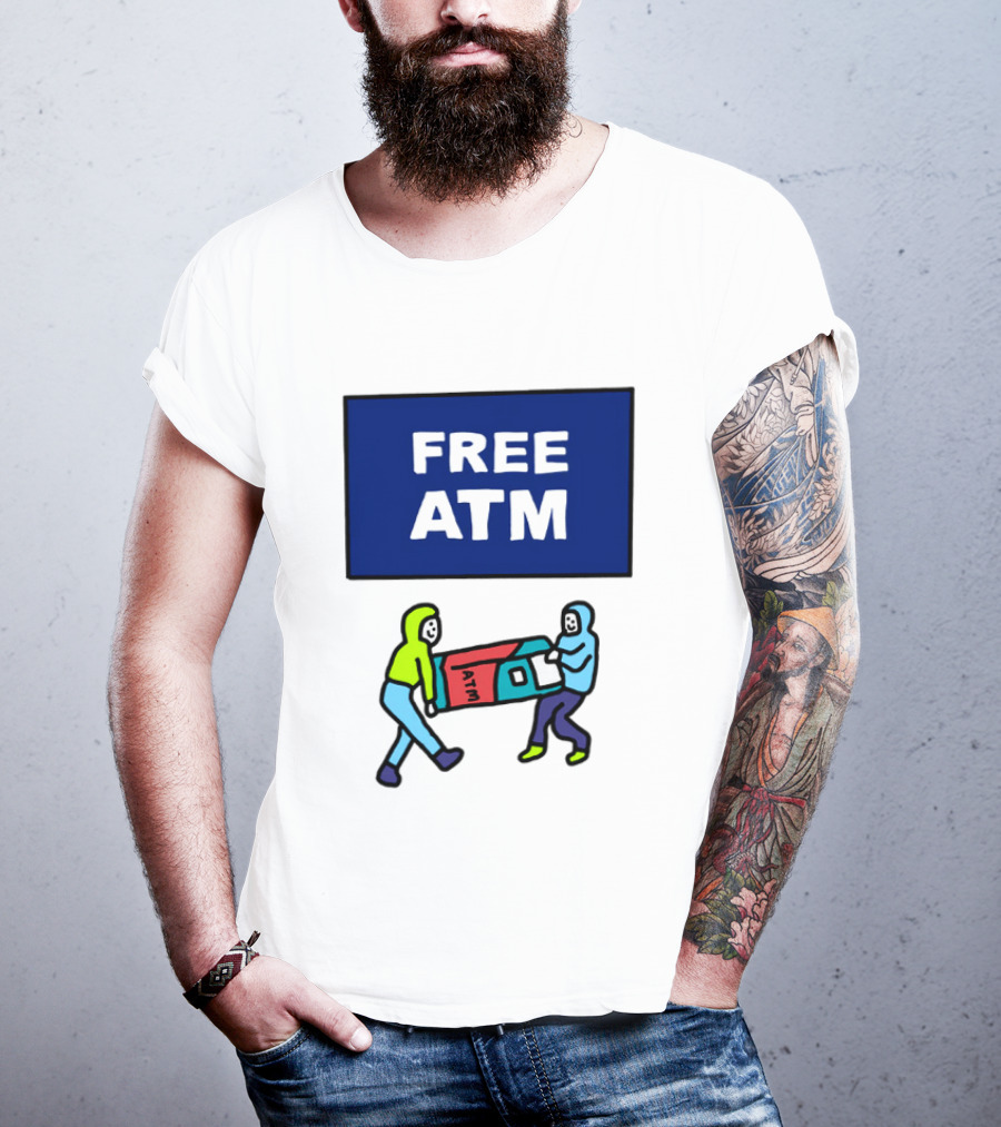 Free ATM Funny Cartoon Drawing T-Shirt