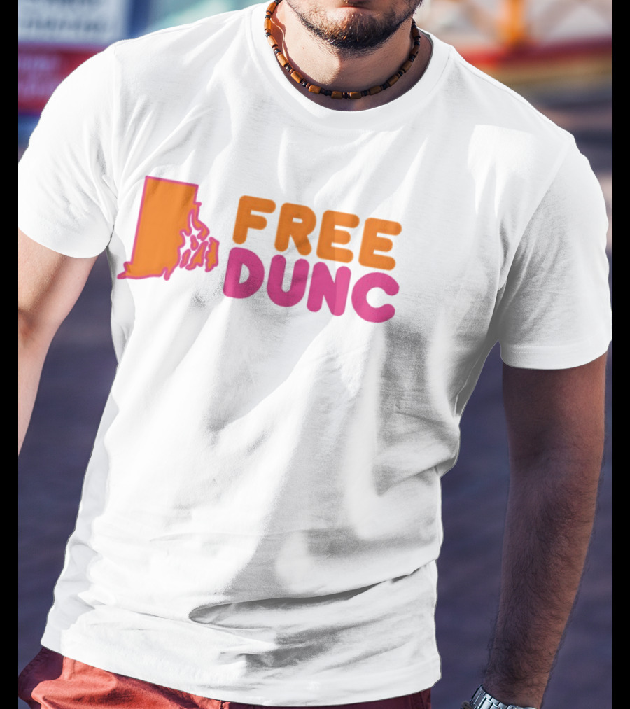 Rhode Island Outline Free Dunc Dunkin Donut T-Shirt