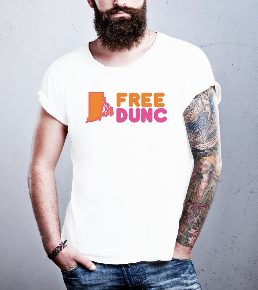 Rhode Island Outline Free Dunc Dunkin Donut T-Shirt