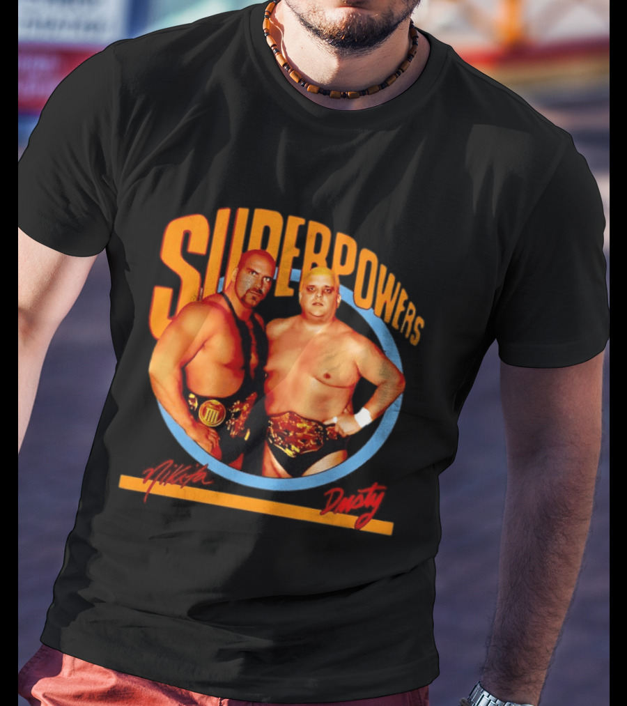 Superpowers Wrestling Legends Nikita Koloff And Dusty Rhodes Championship Belts T-Shirt