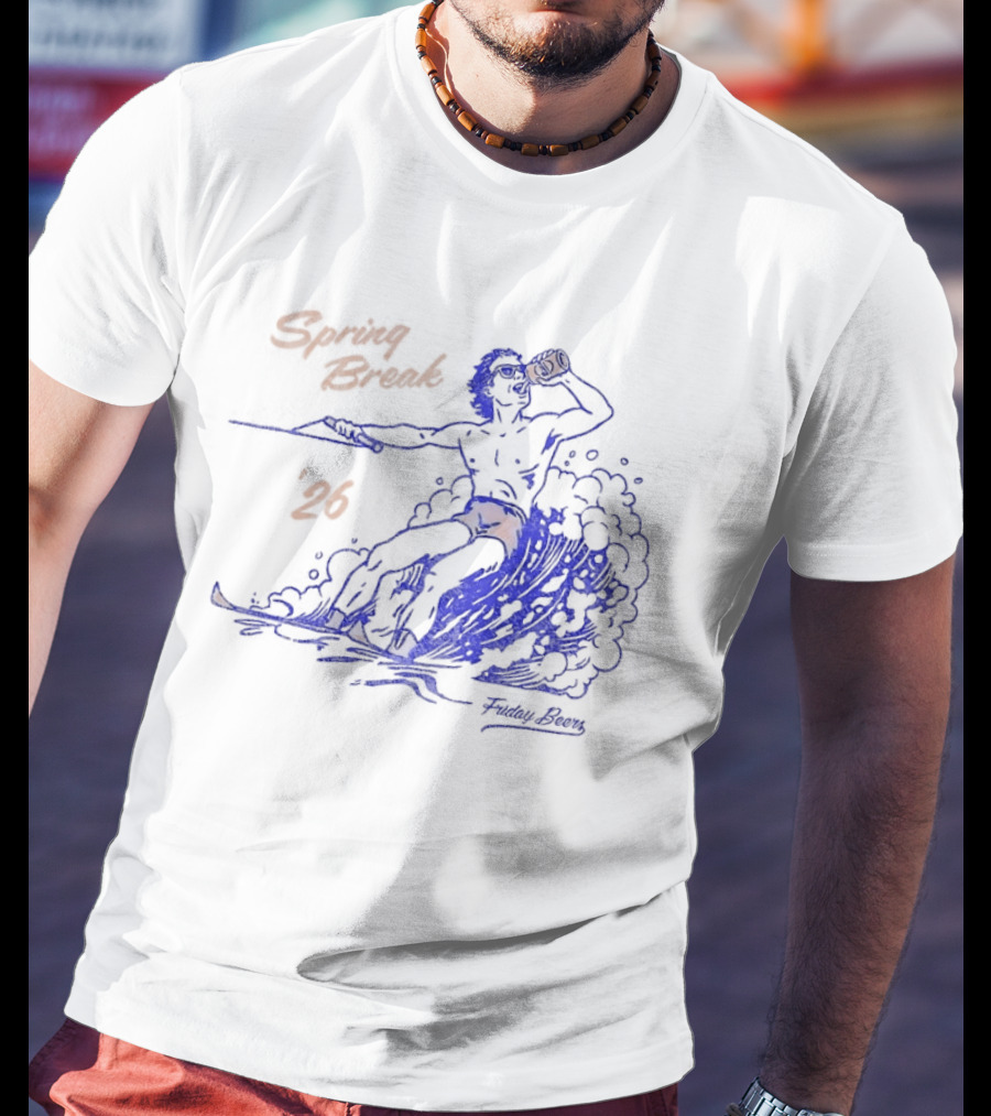 Spring Break 26 Man Surfing Drinking Friday Beers T-Shirt
