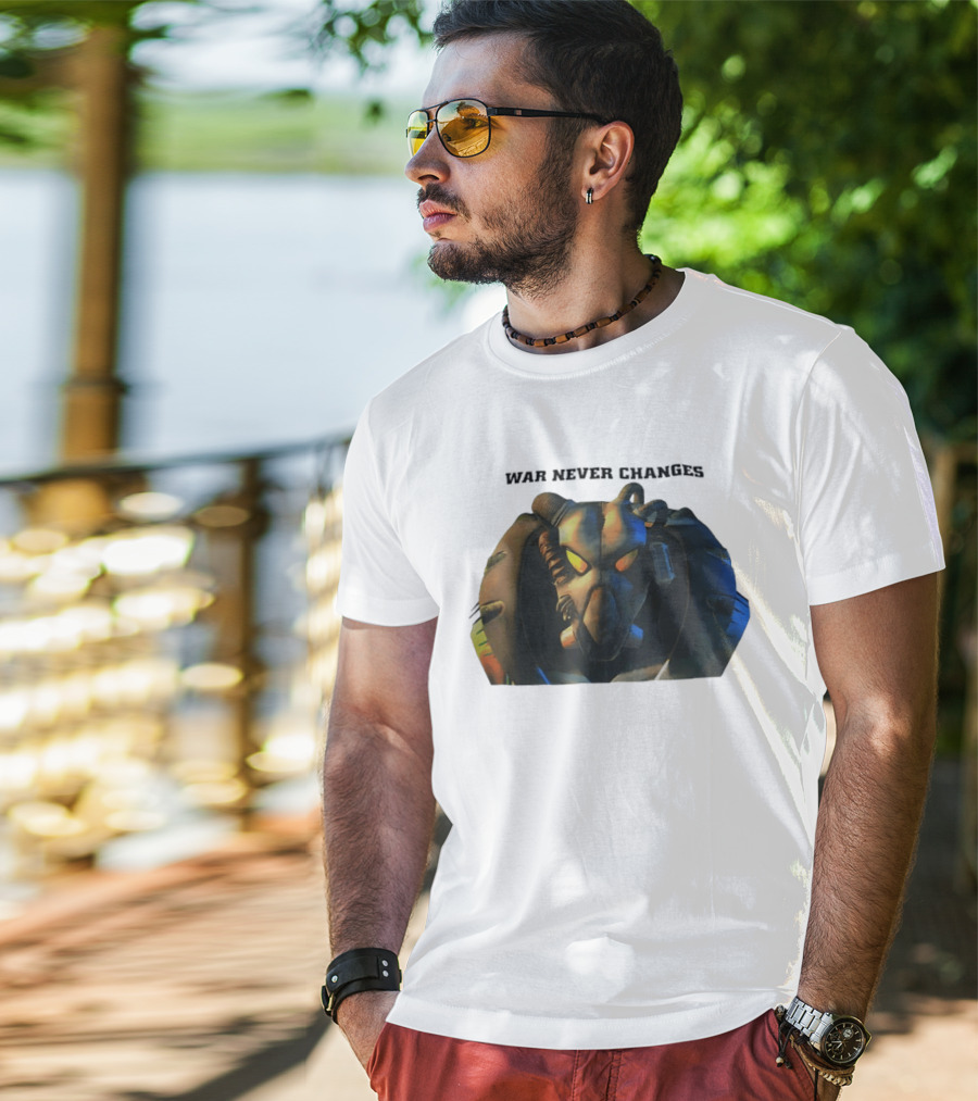 War Never Changes Enclave Power Armor Iconic Fallout Gaming T-Shirt