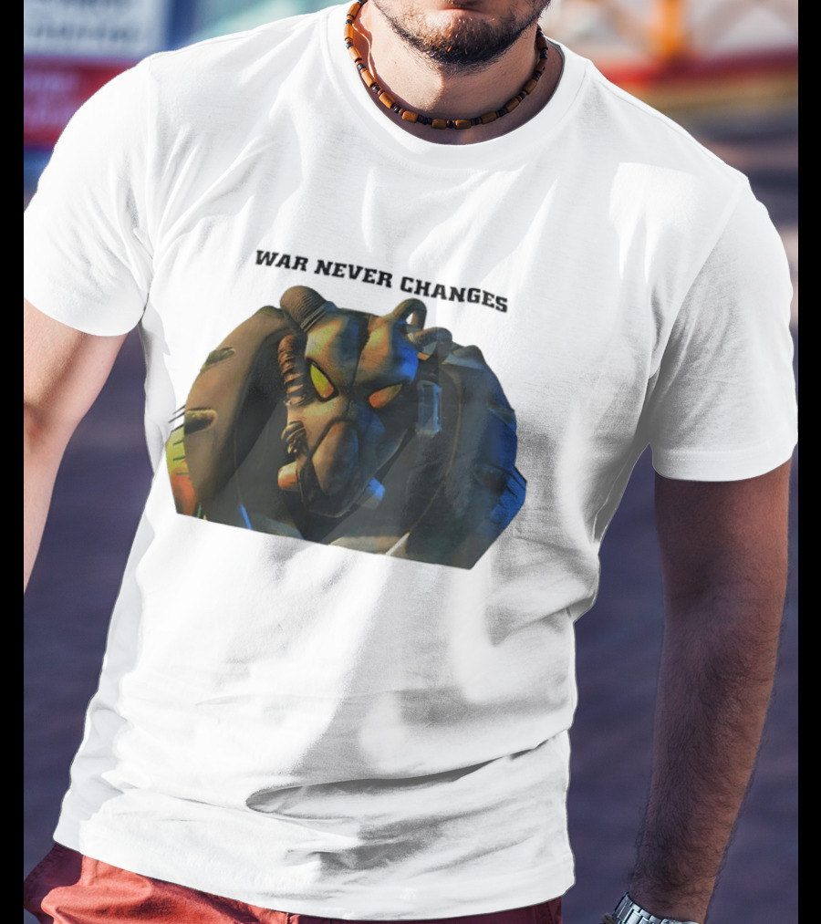 War Never Changes Enclave Power Armor Iconic Fallout Gaming T-Shirt