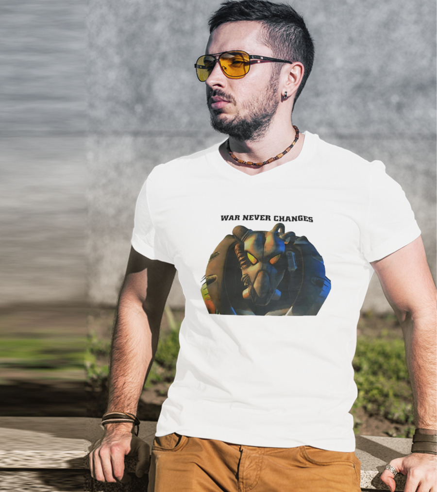 War Never Changes Enclave Power Armor Iconic Fallout Gaming T-Shirt