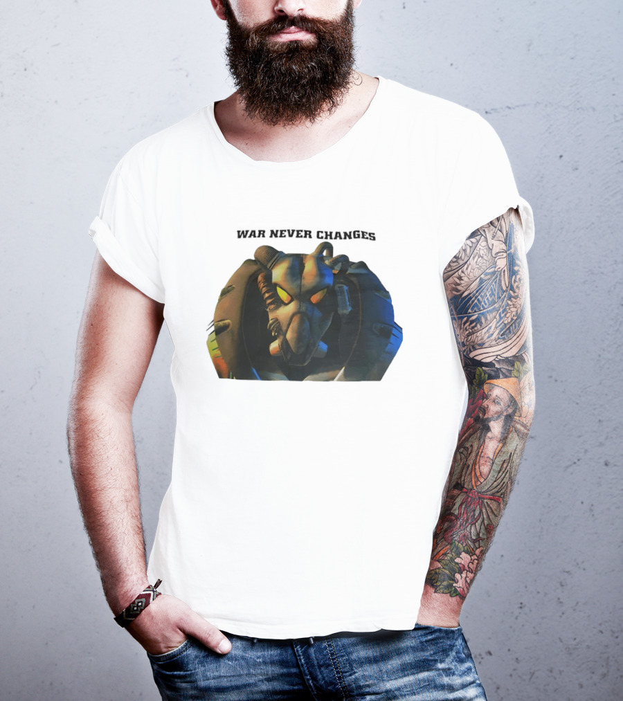 War Never Changes Enclave Power Armor Iconic Fallout Gaming T-Shirt