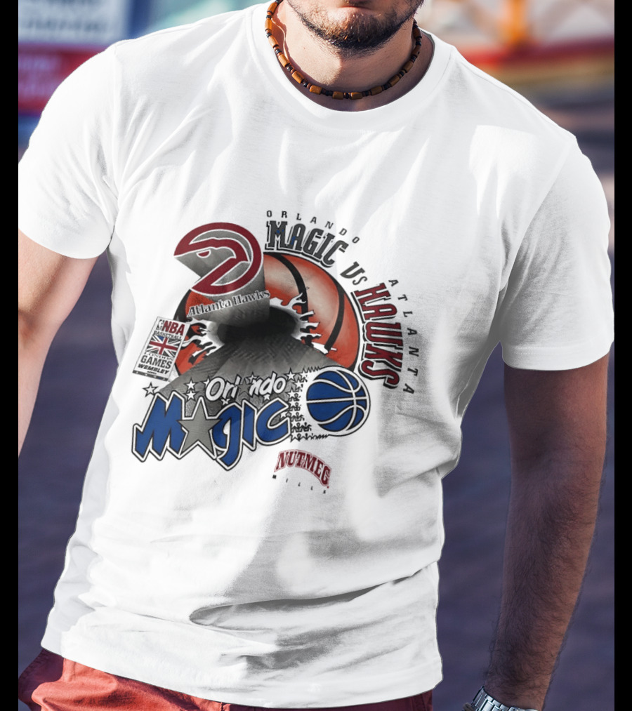 Orlando Magic Vs Atlanta Hawks NBA London 1993 Basketball Event T-Shirt