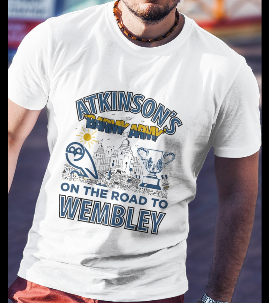Atkinson's Barmy Army On The Road To Wembley Owl And Trophy Scene T-Shirt