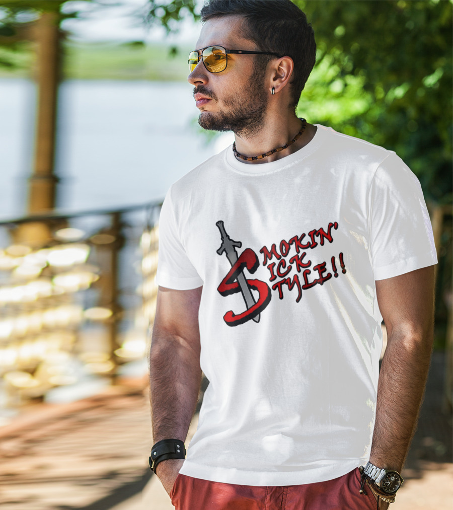 Smokin Sick Style Sword Motif T-Shirt
