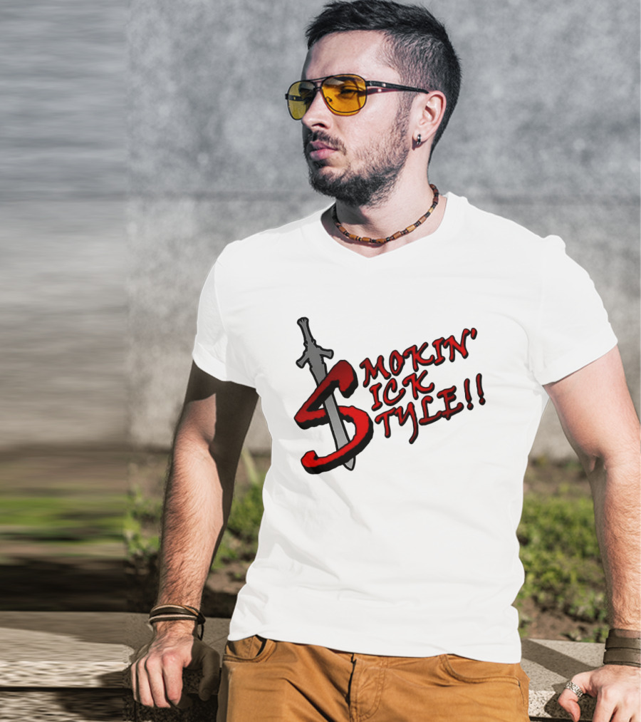 Smokin Sick Style Sword Motif T-Shirt